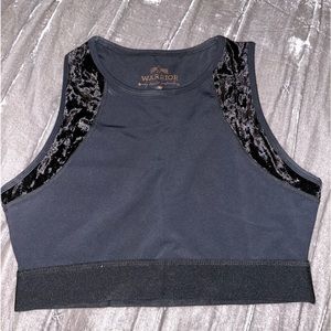 Black Velvet Sports Bra Crop Top